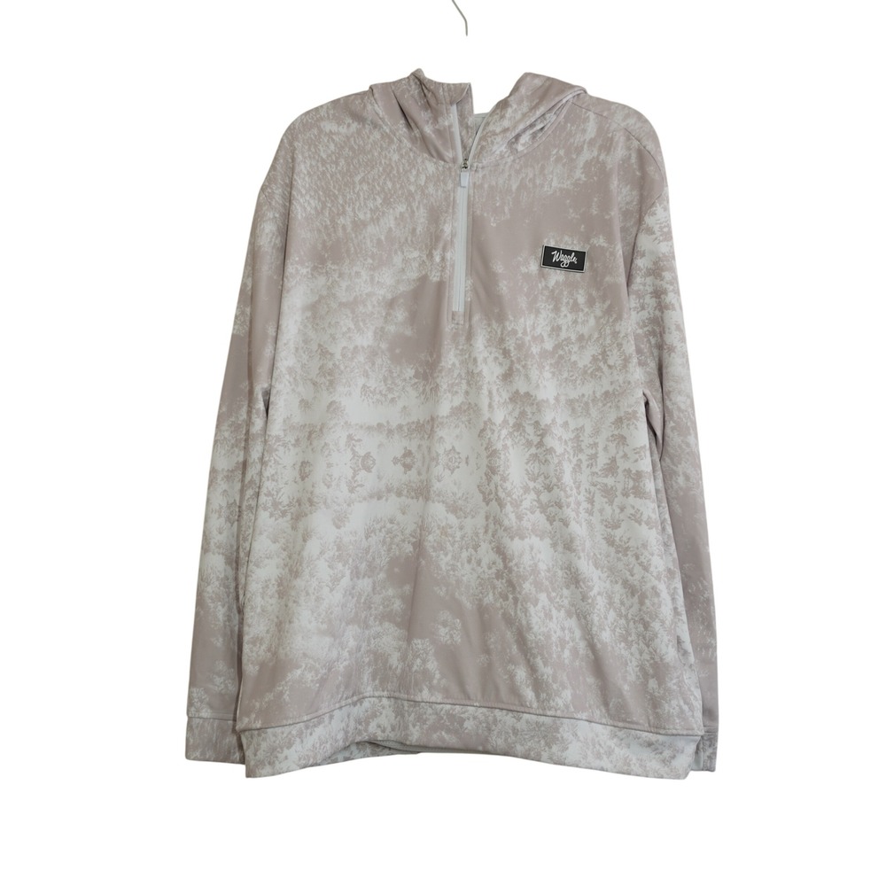 Waggle Golf Mens 2XL Quarter Zip Hoodie Tan White Abstract Performance Pullover
